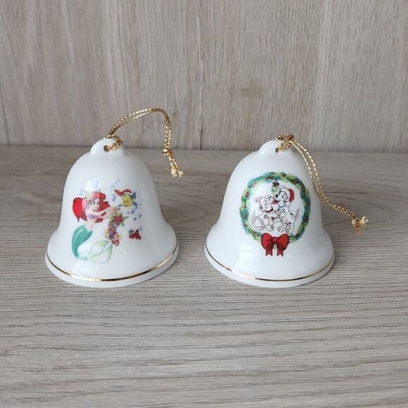2 - VTG Disney Porcelain Christmas Bell Ornaments Grolier Collectibles 1994 - Picture 1 of 11